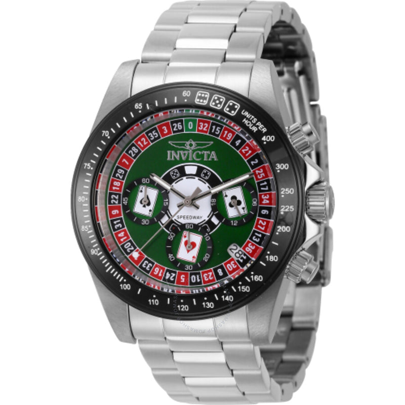 Invicta Speedway Roulette Casino Chronograph GMT Quartz Green Dial Men's Watch 44642 - The Watches Men & Co