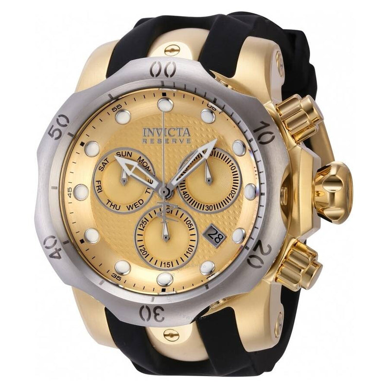 Invicta Venom Champagne Dial Black Polyurethane Gold Ion-plated Men's Watch 16151 - The Watches Men & Co