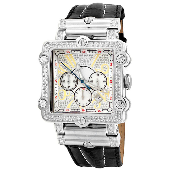 JBW Phantom Silver-tone Chronograph Crystal Dial Silver-tone Steel Diamond Men's Watch JB-6215-238-B - The Watches Men & Co