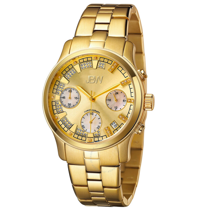 JBW Muse Chronograph Quartz Diamond Gold Dial Unisex Watch JB-6217-E - The Watches Men & Co