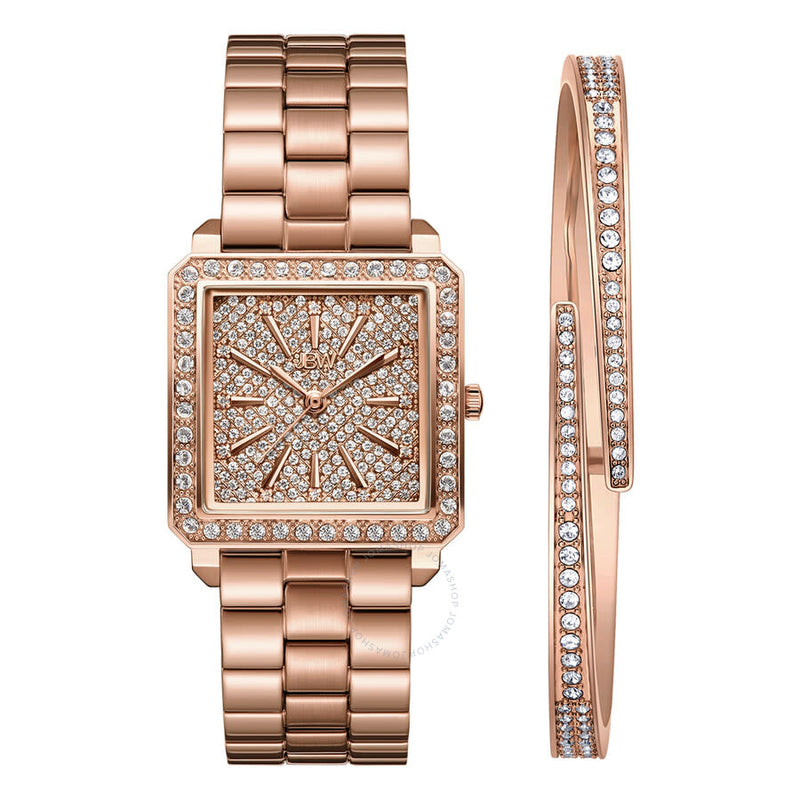 JBW Cristal 28 Jewelry Set Rose Gold-tone Dial Ladies Watch J6387-SetB - The Watches Men & Co