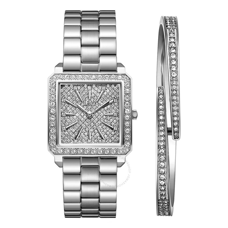 JBW Cristal 28 Jewelry Set Silver-tone Dial Ladies Watch J6387-SetC - The Watches Men & Co