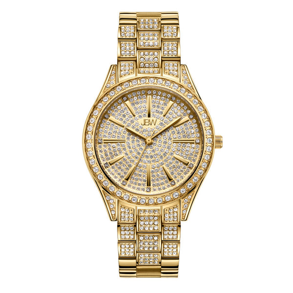 JBW Cristal 34 Quartz Diamond Gold Dial Ladies Watch J6383A - The Watches Men & Co