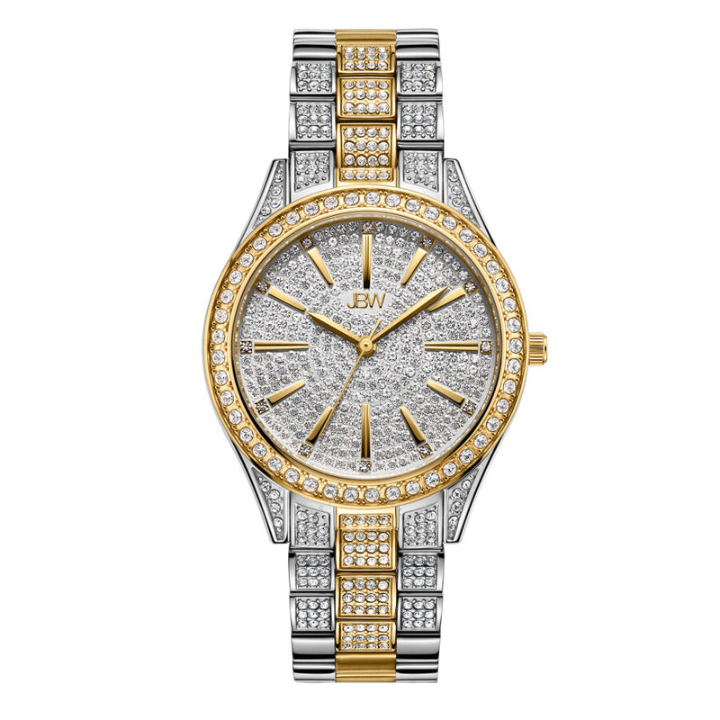 JBW Cristal 34 Quartz Diamond Gold Dial Ladies Watch J6383D - The Watches Men & Co