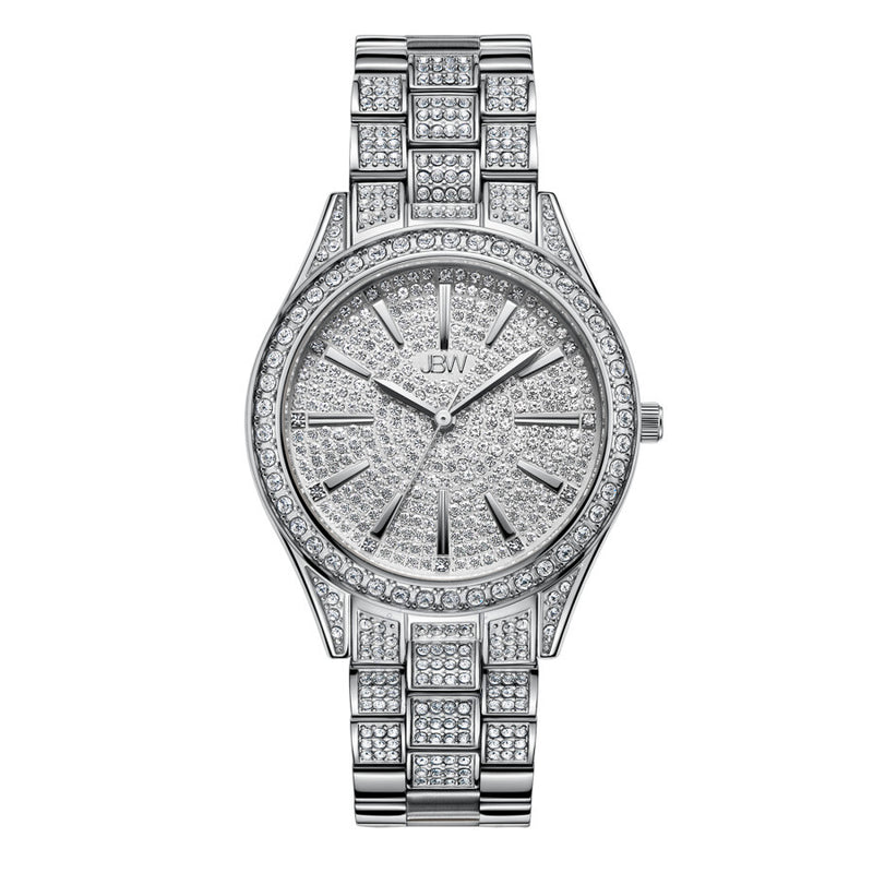 JBW Cristal 34 Quartz Diamond Silver Dial Ladies Watch J6383C - The Watches Men & Co