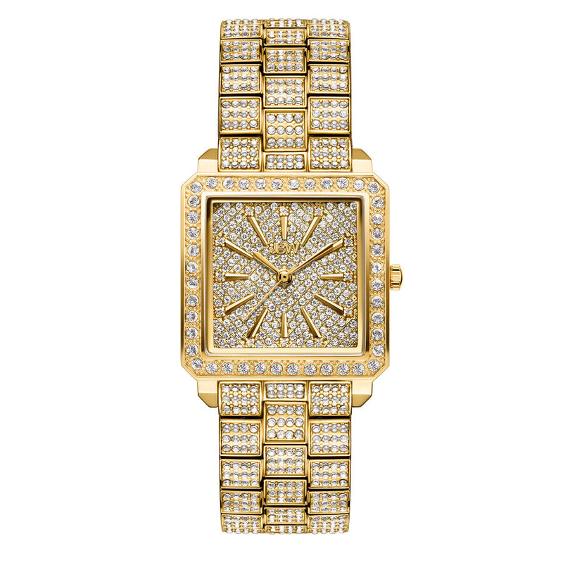 JBW Cristal Quartz Diamond Crystal Gold Dial Ladies Watch - The Watches Men & Co