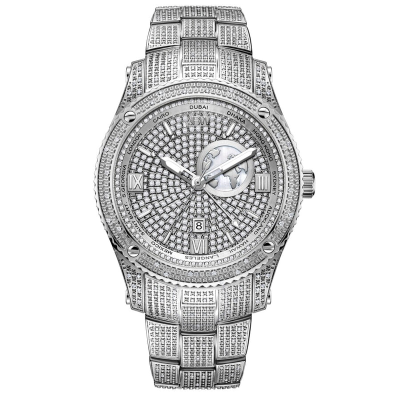 Jbw Jet Setter GMT Quartz Diamond Silver Dial Men's Watch J6370B - The Watches Men & Co