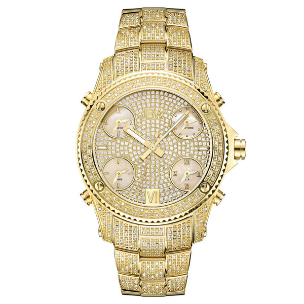 JBW Jet Setter Gold-tone Multiple Time-Zone Diamond Men's Watch JB-6213-A - The Watches Men & Co