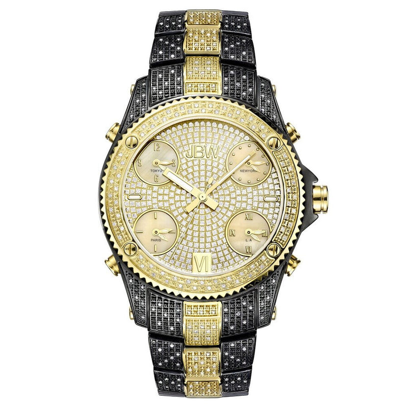 JBW Jet Setter Champagne Crystal Pave Dial Men's Watch JB-6213-D - The Watches Men & Co