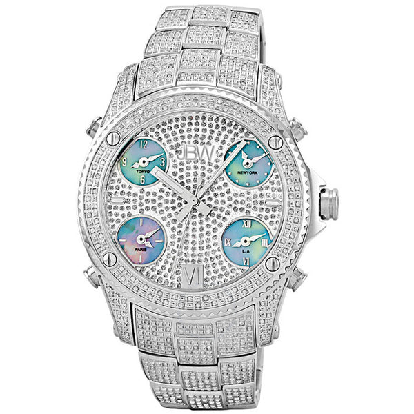 JBW Jet Setter Stainless Steel Diamond Multiple Time-Zone Men's Watch JB-6213-C - The Watches Men & Co