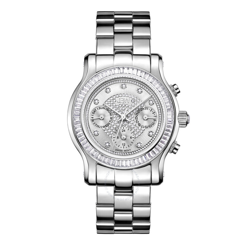 JBW Laurel Silver Multi-Function Diamond Dial Steel Bracelet Ladies Watch J6330B - The Watches Men & Co