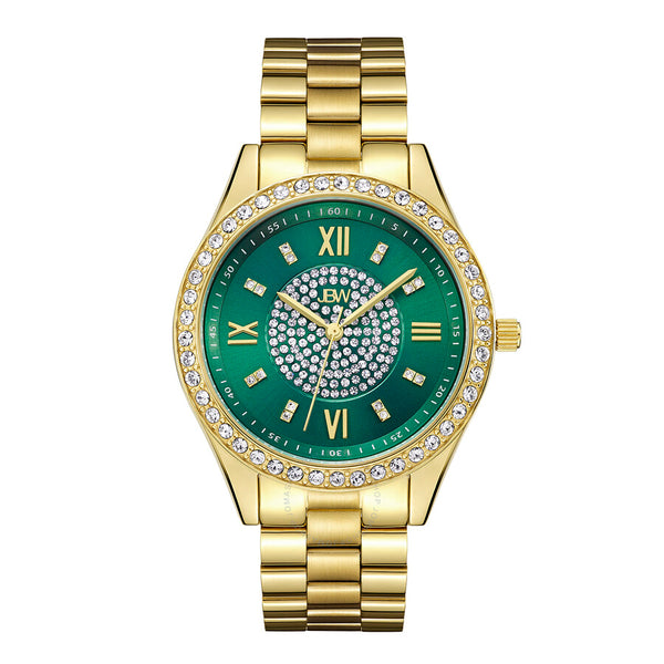 JBW Mondrian Green Diamond Dial 18kt Gold-plated Ladies Watch J6303E - The Watches Men & Co