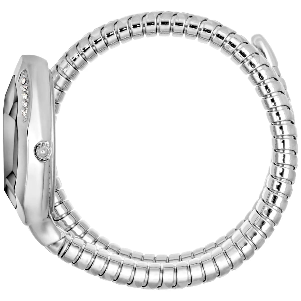 Just Cavalli Signature Snake watch side view displaying segmented snake-textured bracelet and case profile