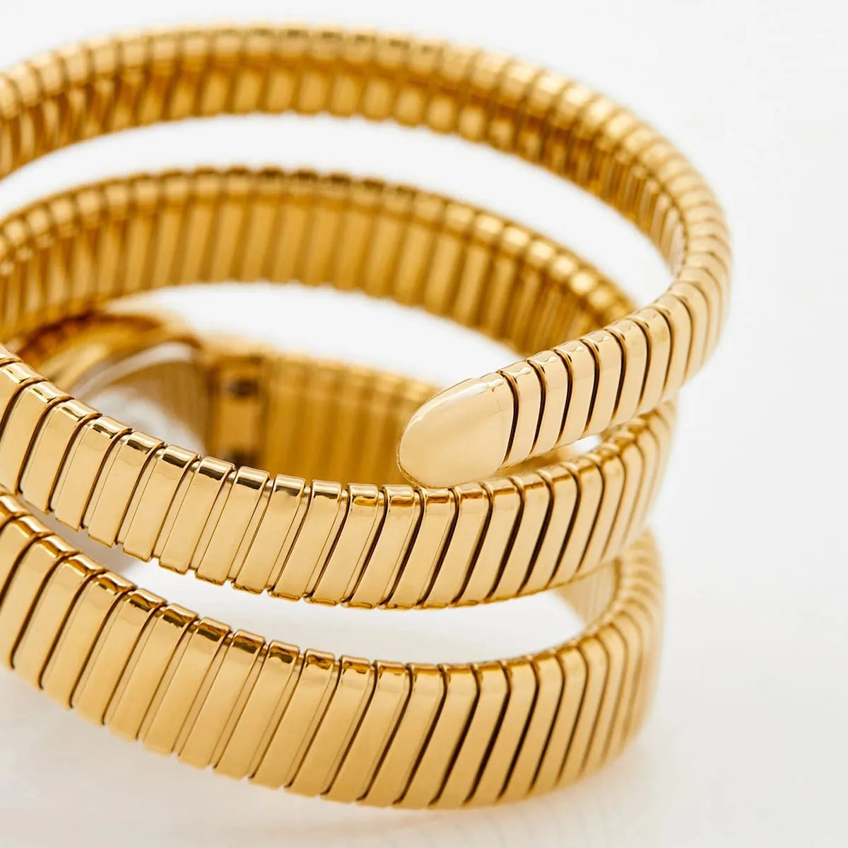 Just Cavalli Glam Evo 5 triple-wrap gold snake strap with watch case detail