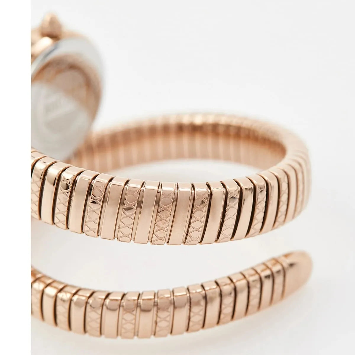 Just Cavalli Snake rose gold stainless steel double-wrap snake bracelet texture detail