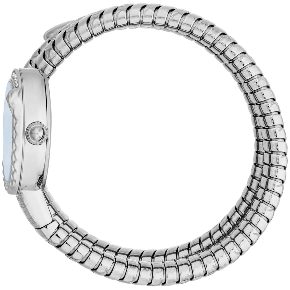 Just Cavalli Signature Snake watch side view displaying triple-wrap snake band and case profile
