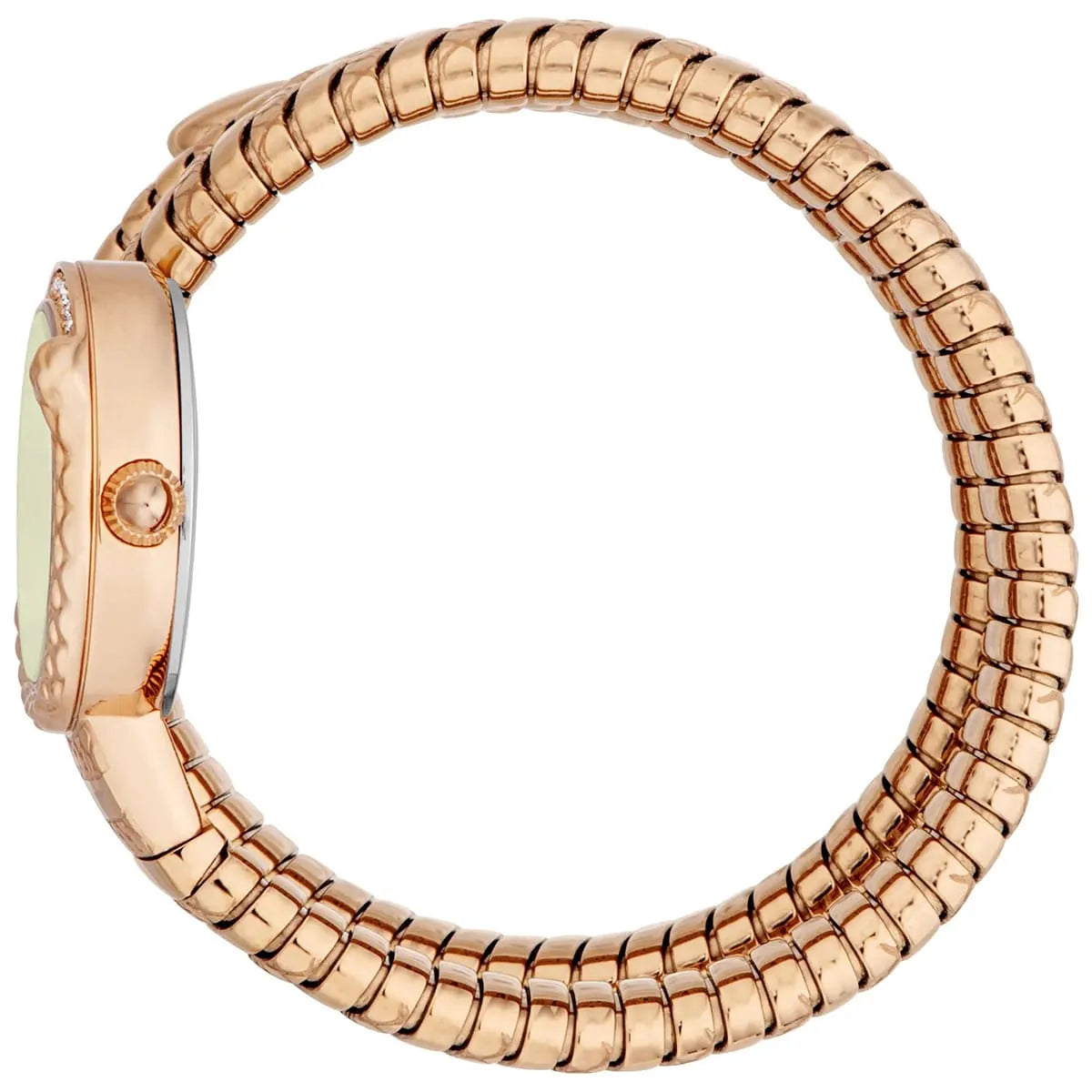 Rose gold snake-textured stainless steel triple-wrap bracelet strap