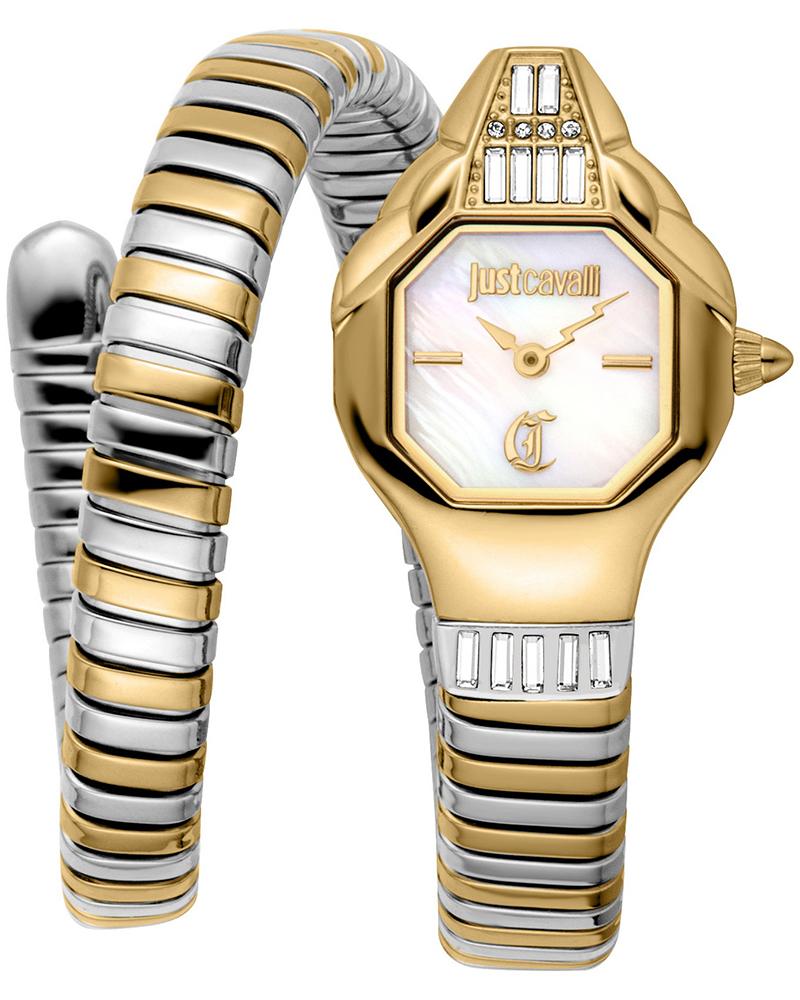 Just Cavalli Brillante Snake watch with two-tone gold and silver case and matching snake-link bracelet
