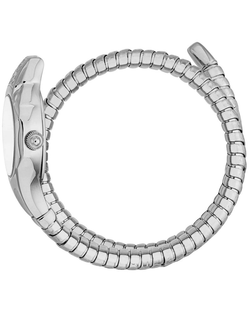 Just Cavalli Fiore silver snake-style coiled metal bracelet detail