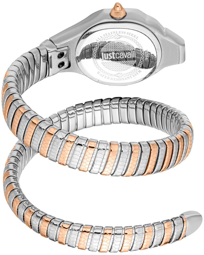 Just Cavalli Fiore watch caseback and extended two-tone stretch bracelet