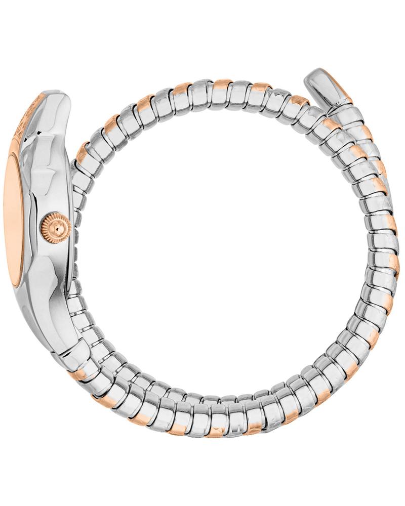 Just Cavalli Fiore watch side profile showing stainless steel case and bracelet