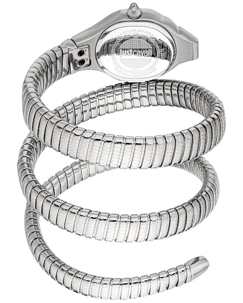 Coiled snake-inspired metal bracelet with securlatch closure detail