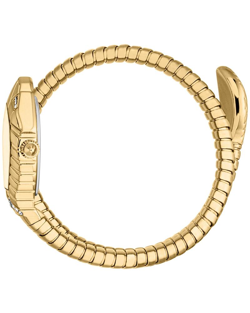 Just Cavalli Signature Snake Speranza yellow gold watch worn as bracelet-style wraparound strap