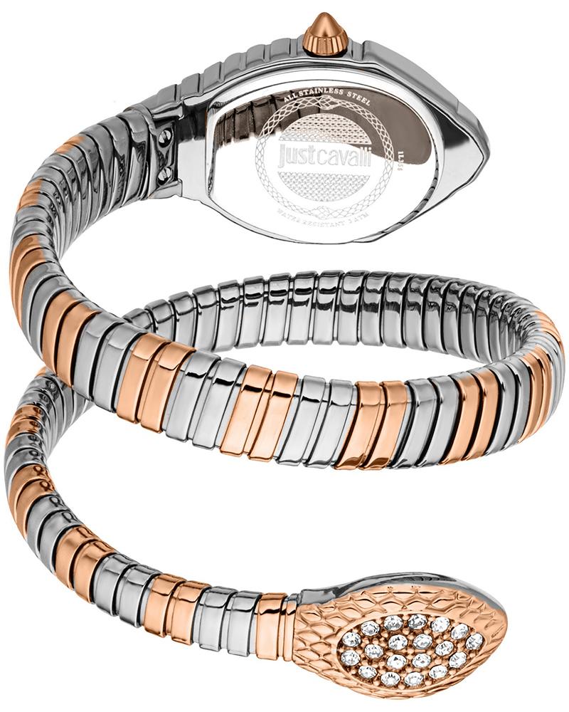 Just Cavalli Speranza snake-shaped bracelet two-tone rose gold and silver stainless steel strap detail