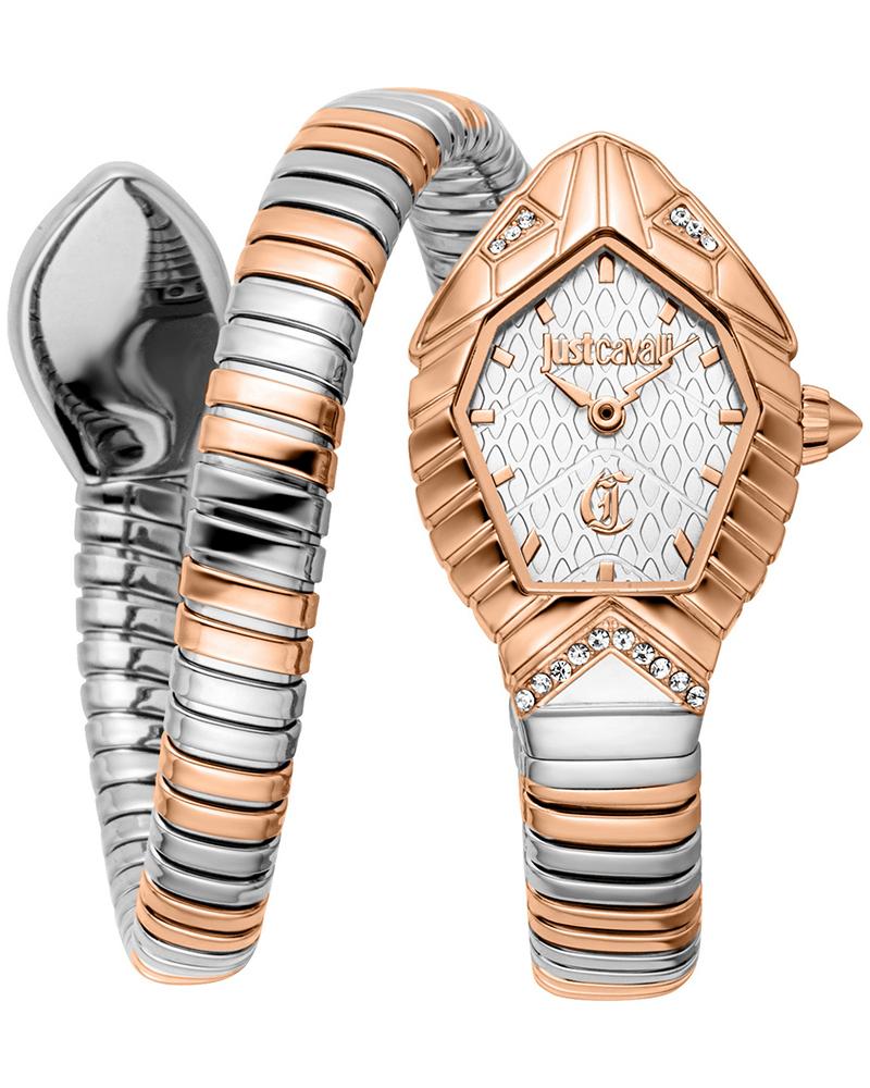 Just Cavalli Speranza rose gold and silver stainless steel watch with silver dial and crystal-set bezel