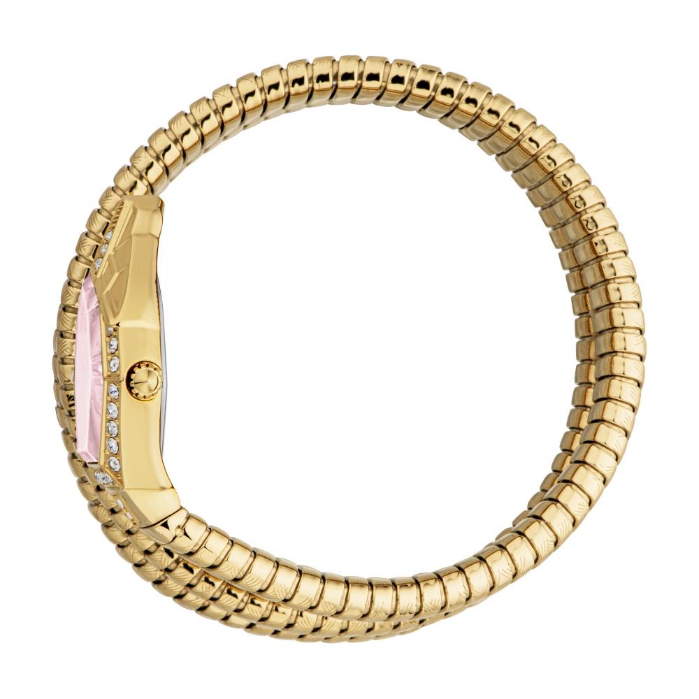 Just Cavalli yellow gold snake-coiled bracelet with crystal details on watch face