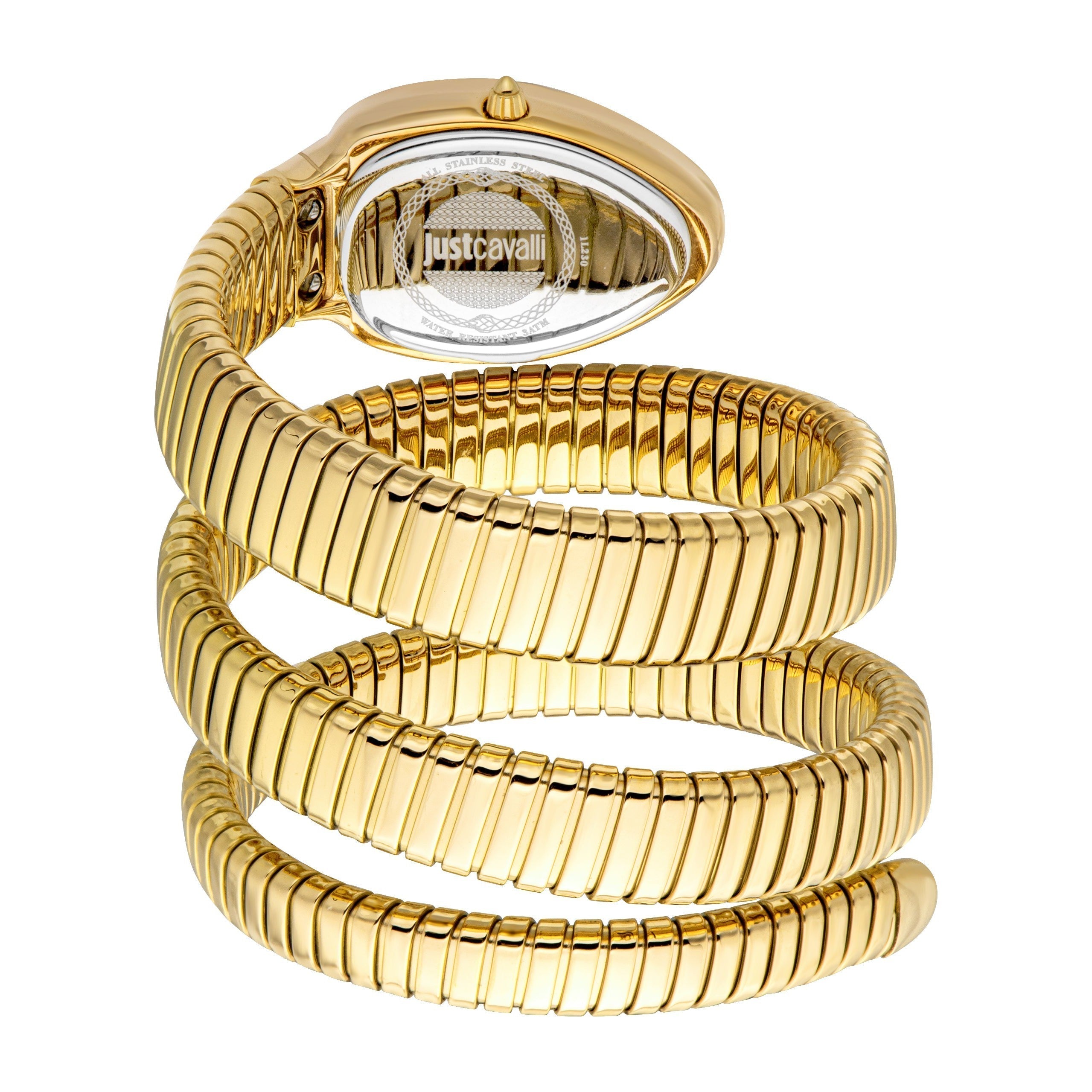 Just Cavalli Snake watch from angle showing wrapped snake strap design and dial