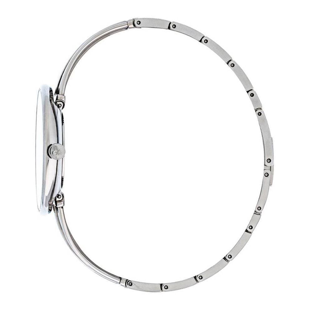 Calvin Klein Cheers watch from the side displaying the strap and case profile