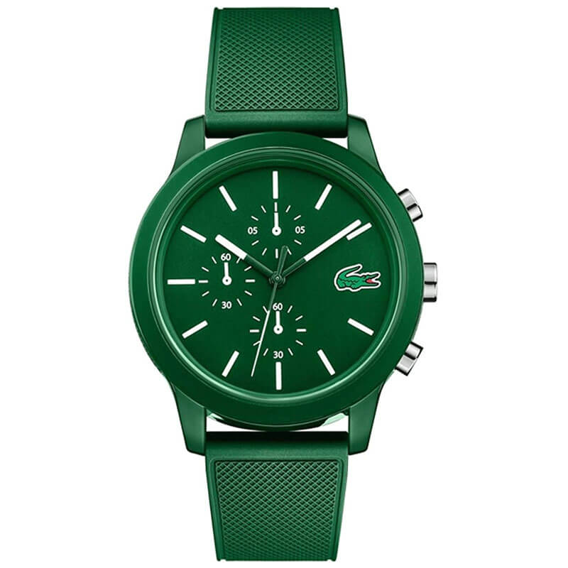 Lacoste 12.12 Chronograph green men's watch with chronograph subdials and silicone strap