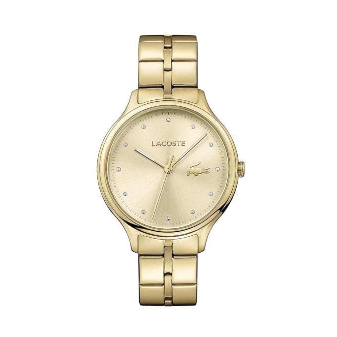 Lacoste women's analog watch with gold dial and matching gold bracelet