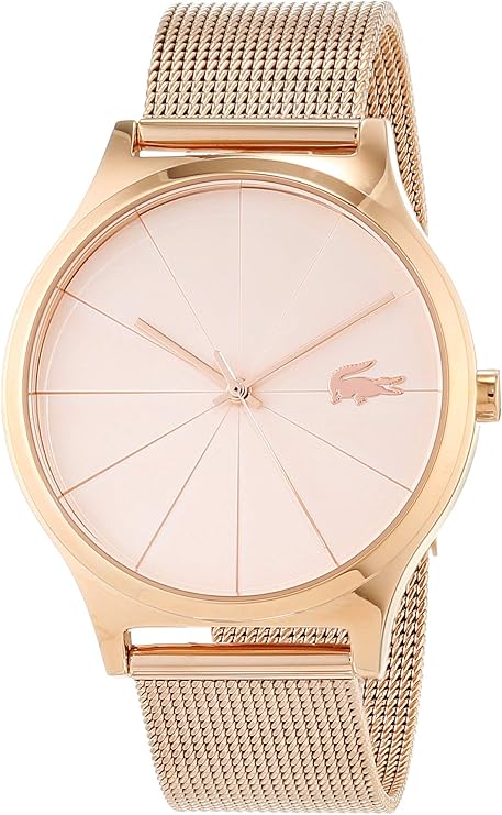 Lacoste rose gold women's watch with analogue dial and mesh strap