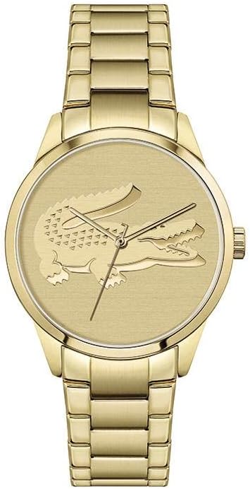 Lacoste gold quartz watch with crocodile logo dial and gold-tone bracelet