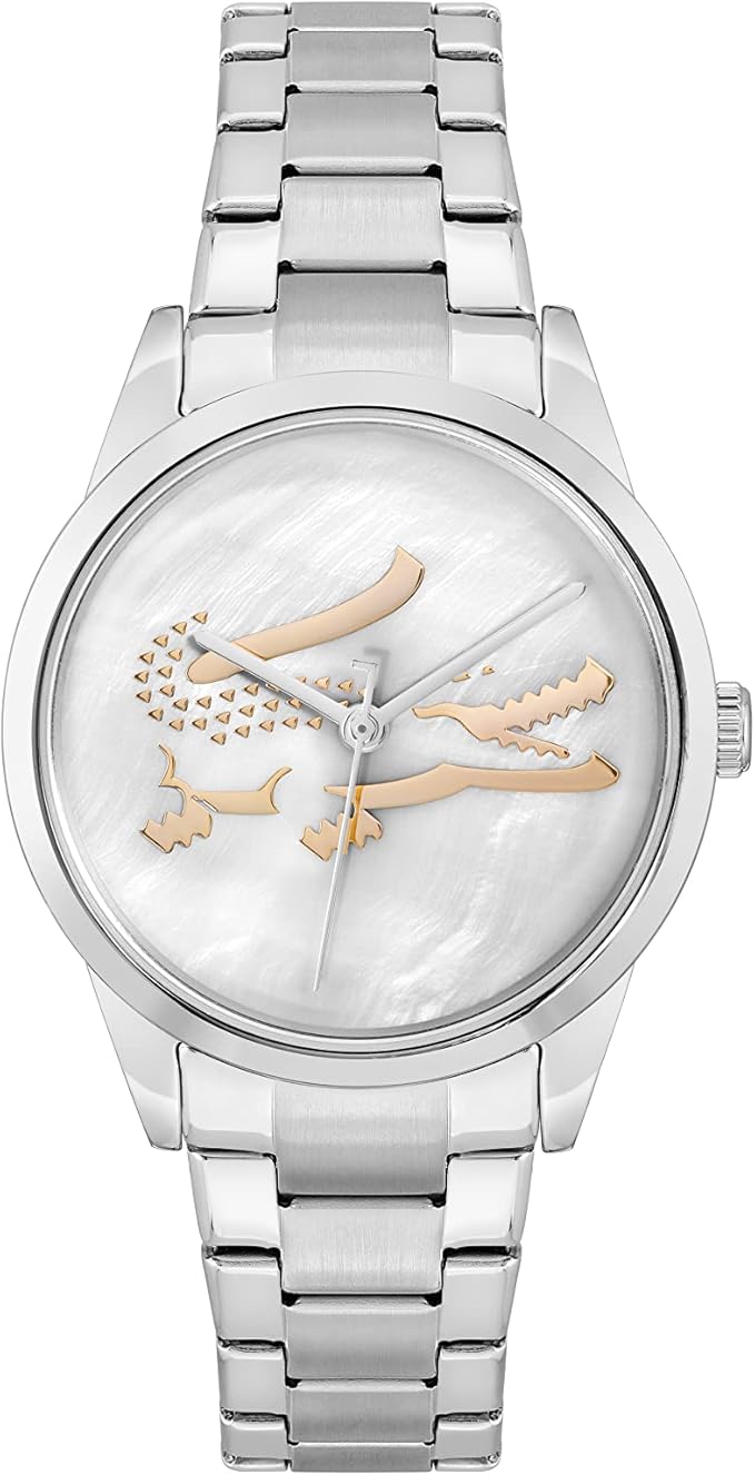 Lacoste women's watch with grey mother of pearl dial and stainless steel bracelet