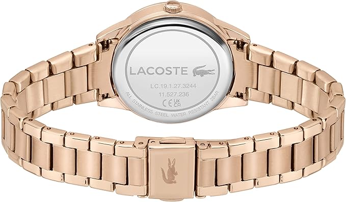 Lacoste watch caseback showing model number, stainless steel case back with Lacoste branding