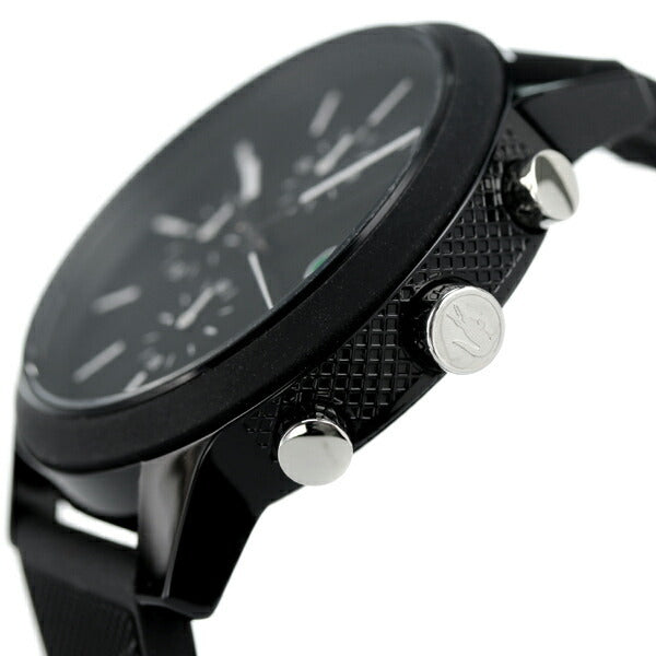 Side view of Lacoste chronograph watch showing case depth and chronograph pushers