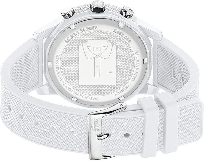 Lacoste 2010974 caseback with Lacoste polo shirt logo design and reference number