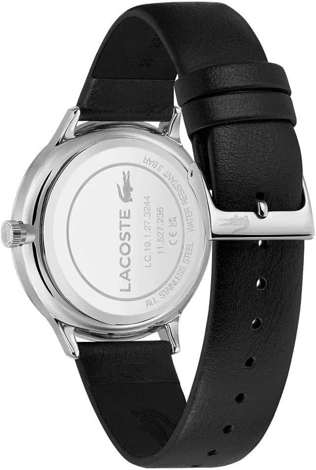 Lacoste watch caseback showing model and specifications