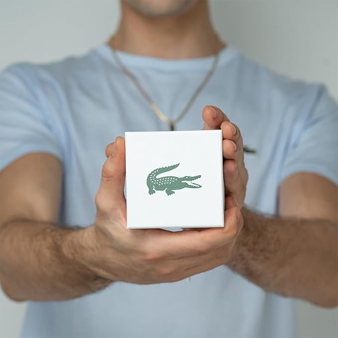 Lacoste watch gift box with green crocodile logo