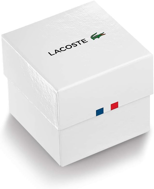 Lacoste branded white presentation box with crocodile logo