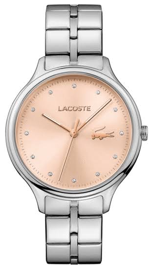 Lacoste Constance women's watch with rose gold dial, stainless steel case and bracelet