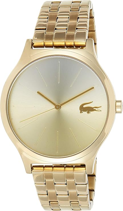 Lacoste Nikita gold tone steel women's watch with white dial and matching bracelet