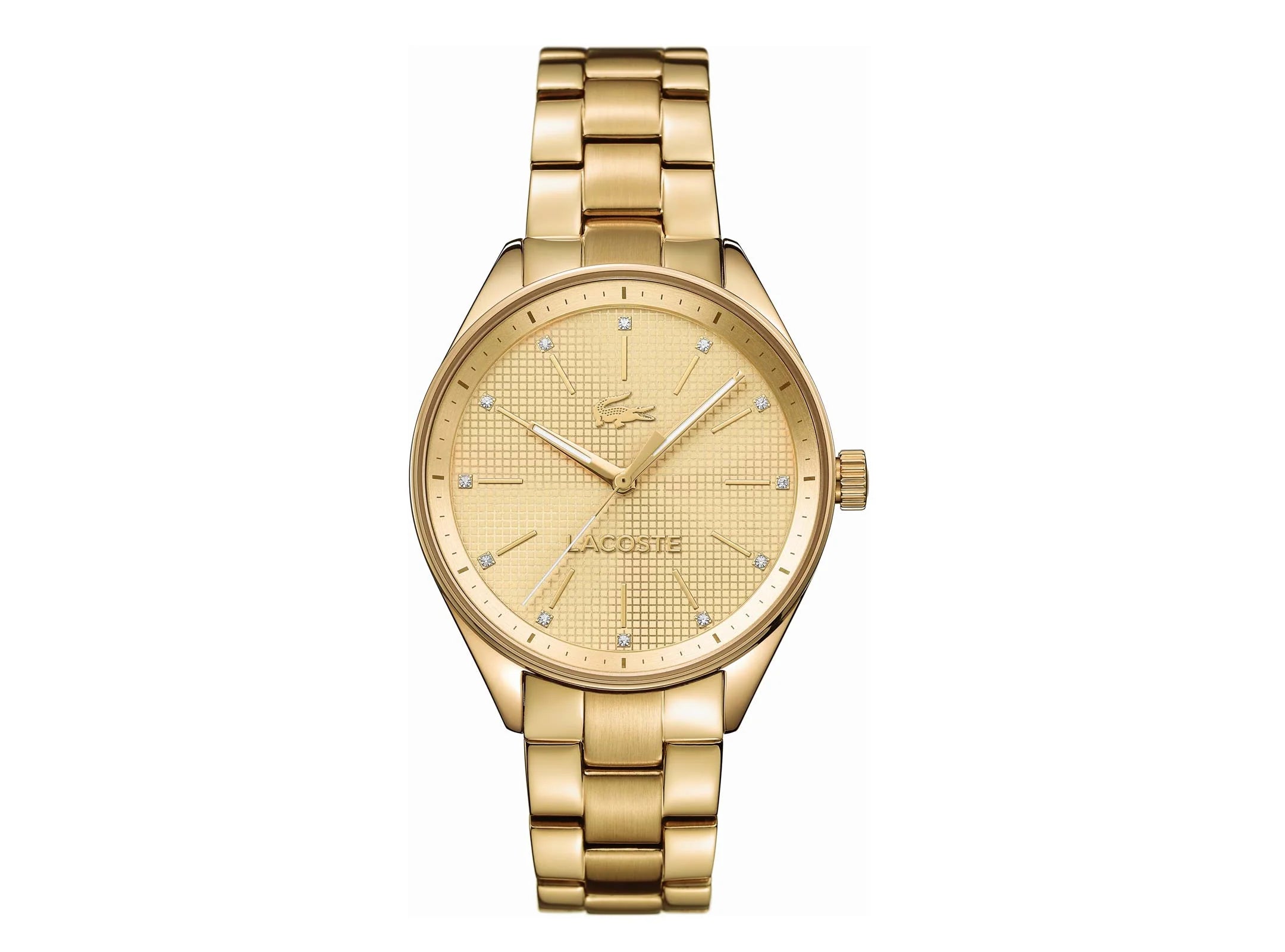 Lacoste Philadelphia gold stainless steel watch with champagne dial and link bracelet