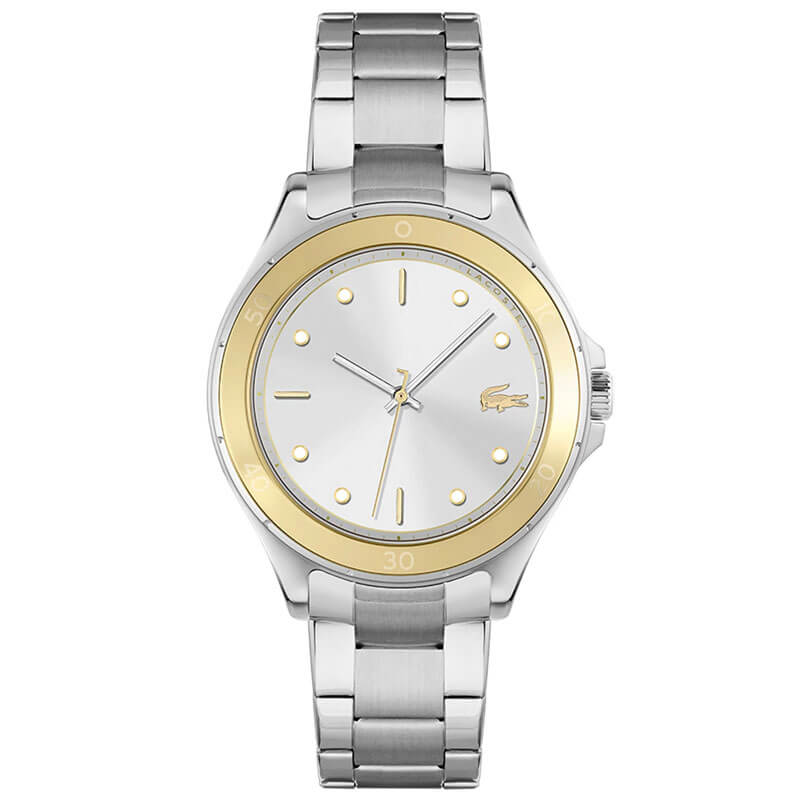 Lacoste Swing women's watch with silver steel bracelet and two-tone dial