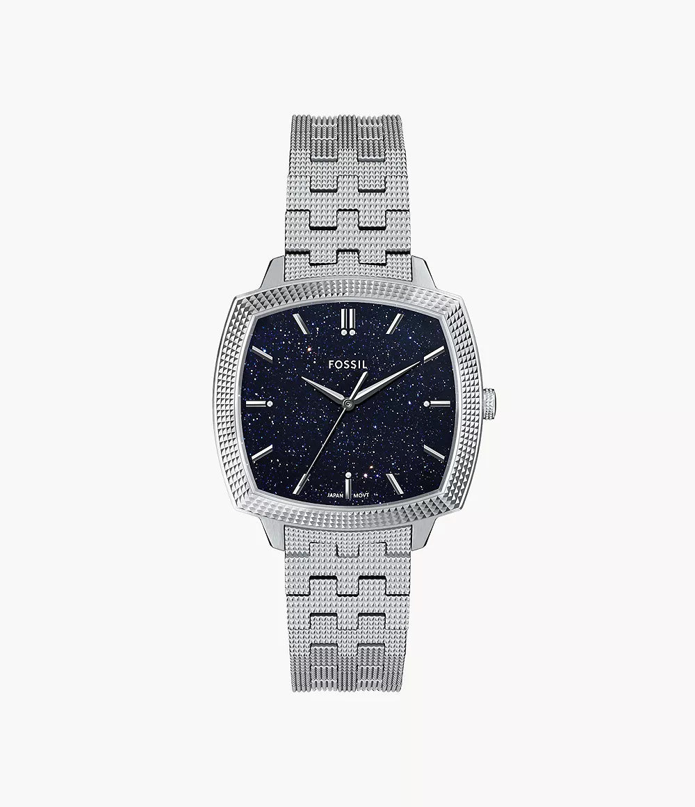 Fossil Machine Luxe Aventurine stainless steel watch with blue aventurine dial