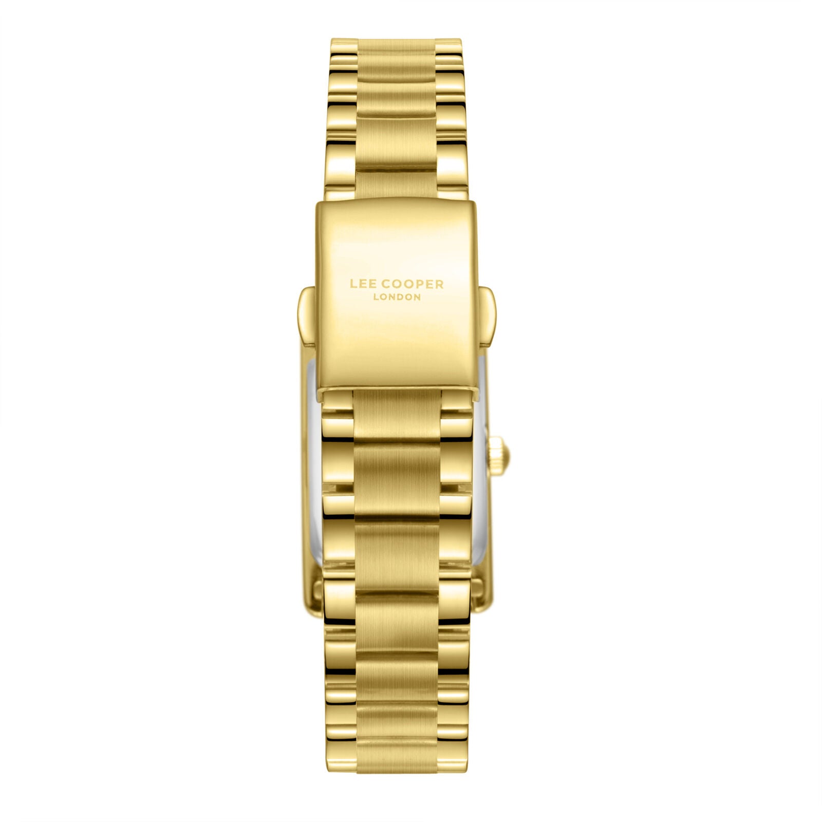 Lee Cooper Elegance watch caseback showing gold-tone stainless steel and engraved branding