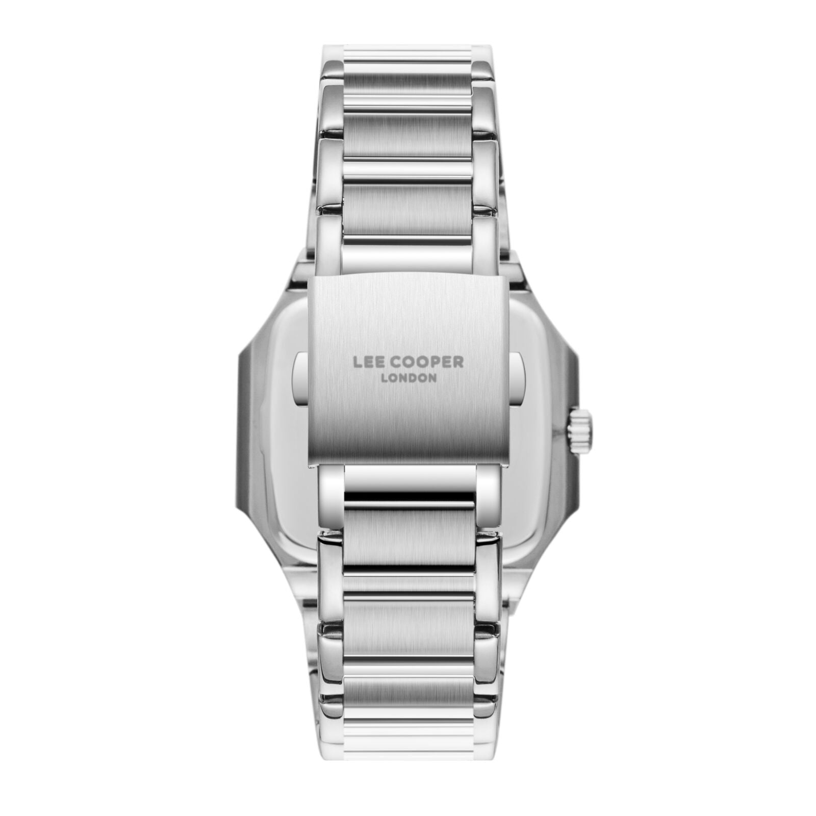 Lee Cooper Maxime watch caseback showing silver stainless steel reverse